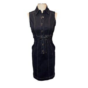 WHITE HOUSE BLACK MARKET denim blue jean dress Size 2P EUC